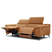 RELAXSOFA FIERO 3-Sitzer mit 2 Relaxfunktionen, orange - Schwarz/Orange, Holzwerkstoff/Textil (212/82/103cm) - Courtois Laville