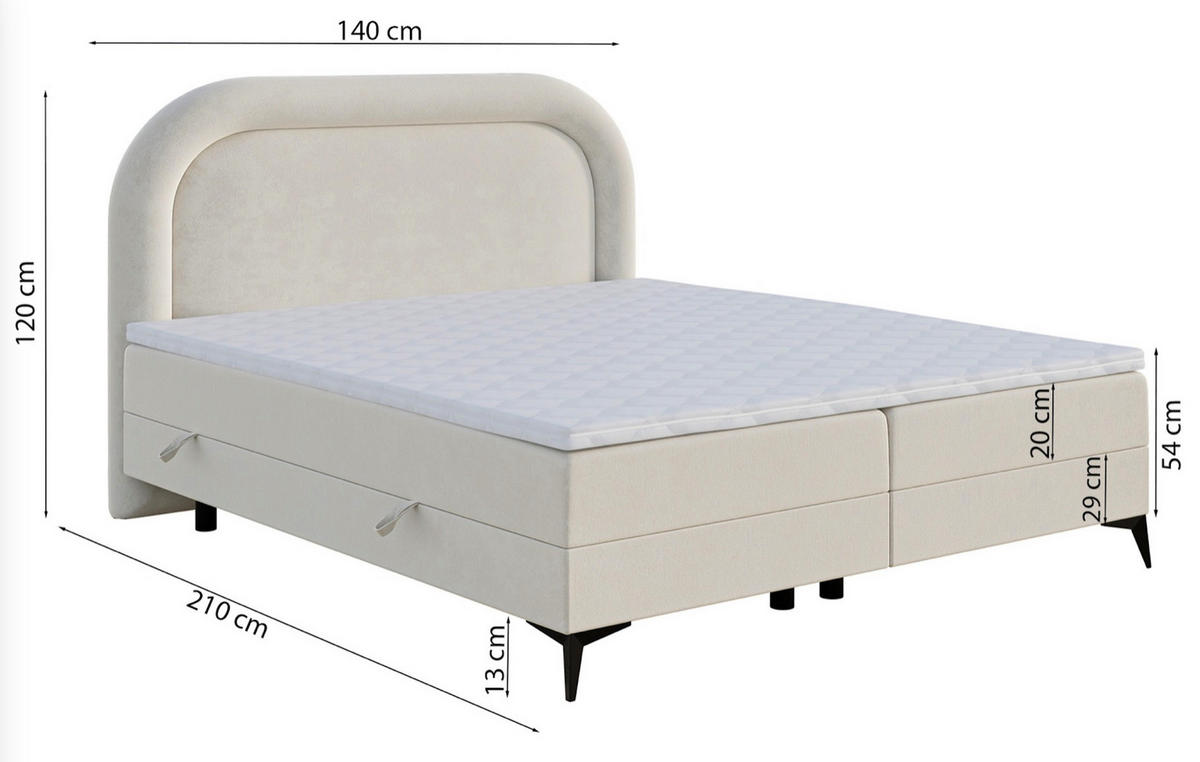 BOXBETT Loreo Hellbeige Samt 140x200 cm - Ecru/Schwarz, Holz/Textil (140/200cm) - Selsey
