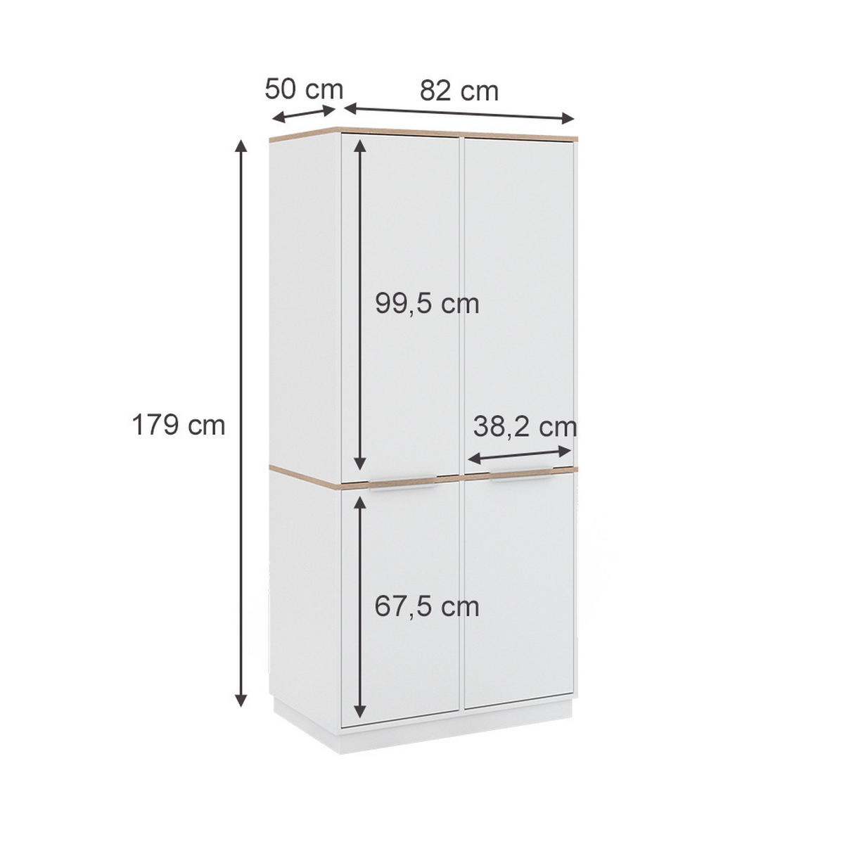 AKTENSCHRANK Betti Weiß 82 x 179 cm mit 6 Regale - Weiß/Sonoma Eiche, Holzwerkstoff (82/179/50cm) - Vicco