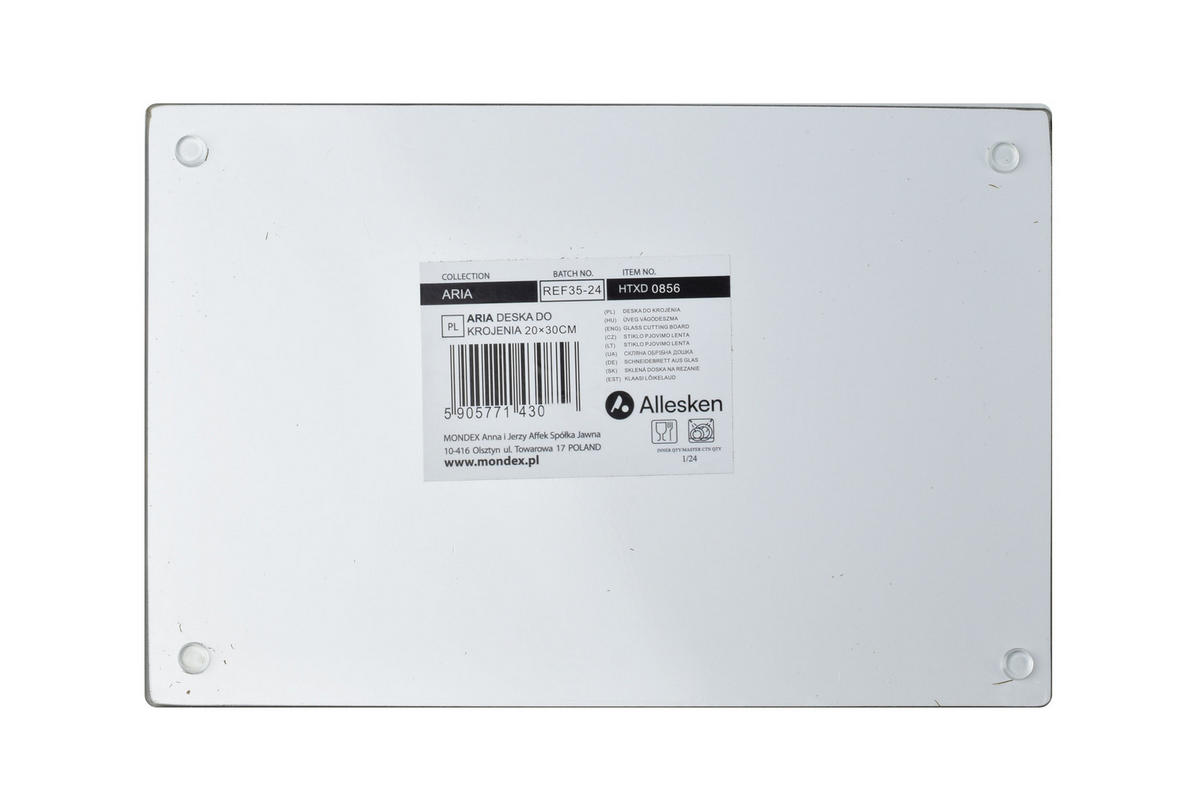 SCHNEIDEBRETT Aria Grau 30/20/2 cm Glas - Grau, Glas (20/30cm) - Mondex