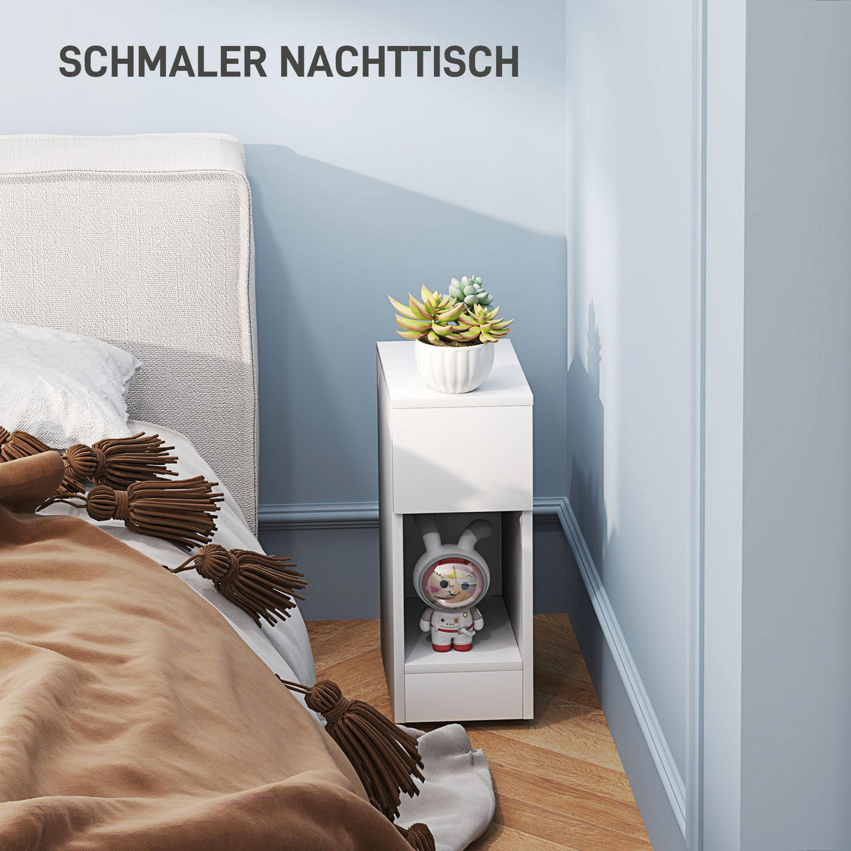 NACHTTISCH mit Schubladen, 20 x 30 x 50 cm, Weiß - Weiß, Holzwerkstoff (30/50/20cm) - HOMCOM
