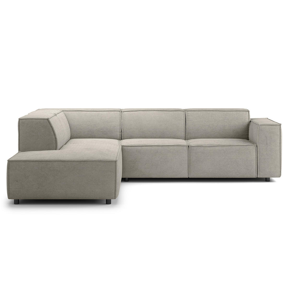 ECKSOFA mit Ottomane - Graubraun/Schwarz, Kunststoff/Textil (260/234cm) - home24