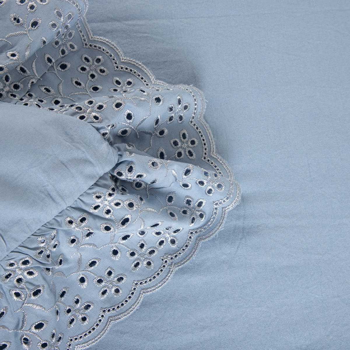 BETTWÄSCHE Morain blau mit Spitze 220/200 cm - Blau, Textil (220/200cm) - Homla