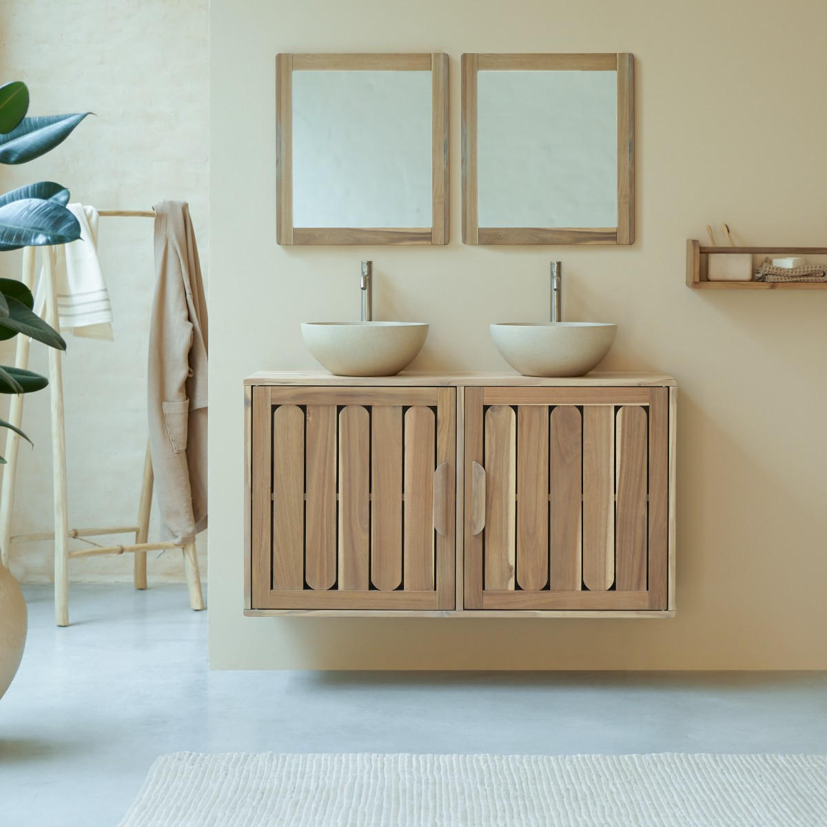 BADEZIMMERMÖBEL Lila Natur aus Akazie - Naturfarben, Holz (120/65/40cm) - Tikamoon