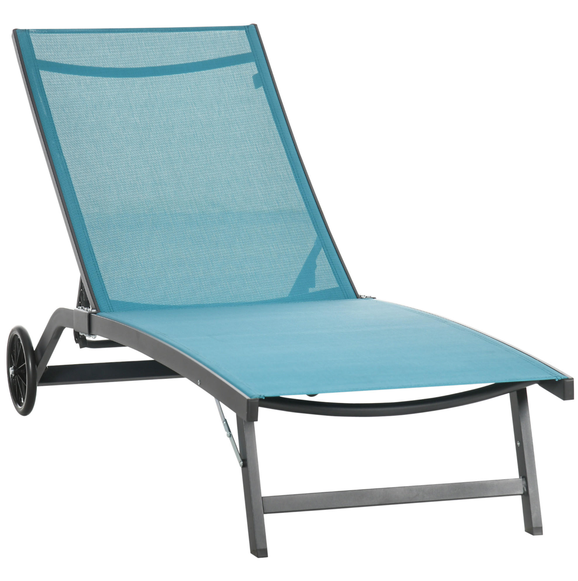 GARTENLIEGE 195/66/34 cm blau aus Aluminium mit Rollen - Blau, Metall (66/34/195cm) - OKWISH