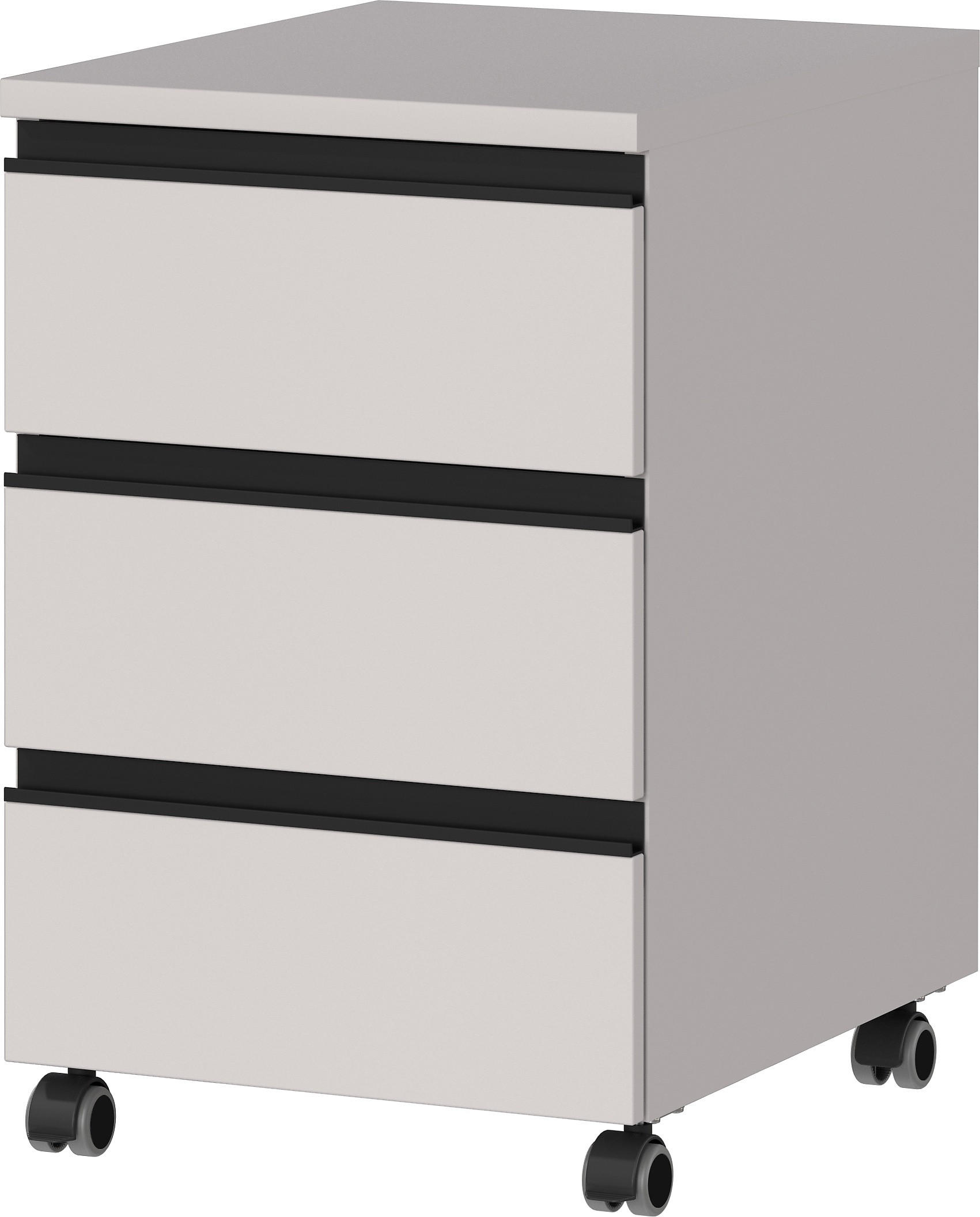 ROLLCONTAINER "Stuttgart" Soft-Close 3 Schubladen | Greige - Beige, Holzwerkstoff (40/63/50cm) - KADIMA DESIGN