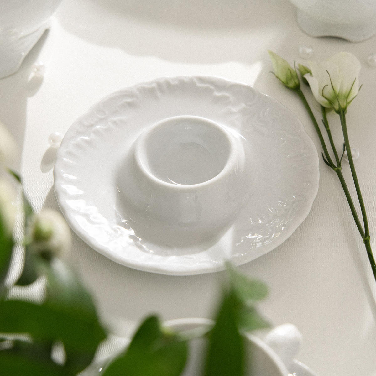EIERBECHER Cmielow Rococo 6-tlg - Weiß, Keramik (20/3/20cm) - KONSIMO®