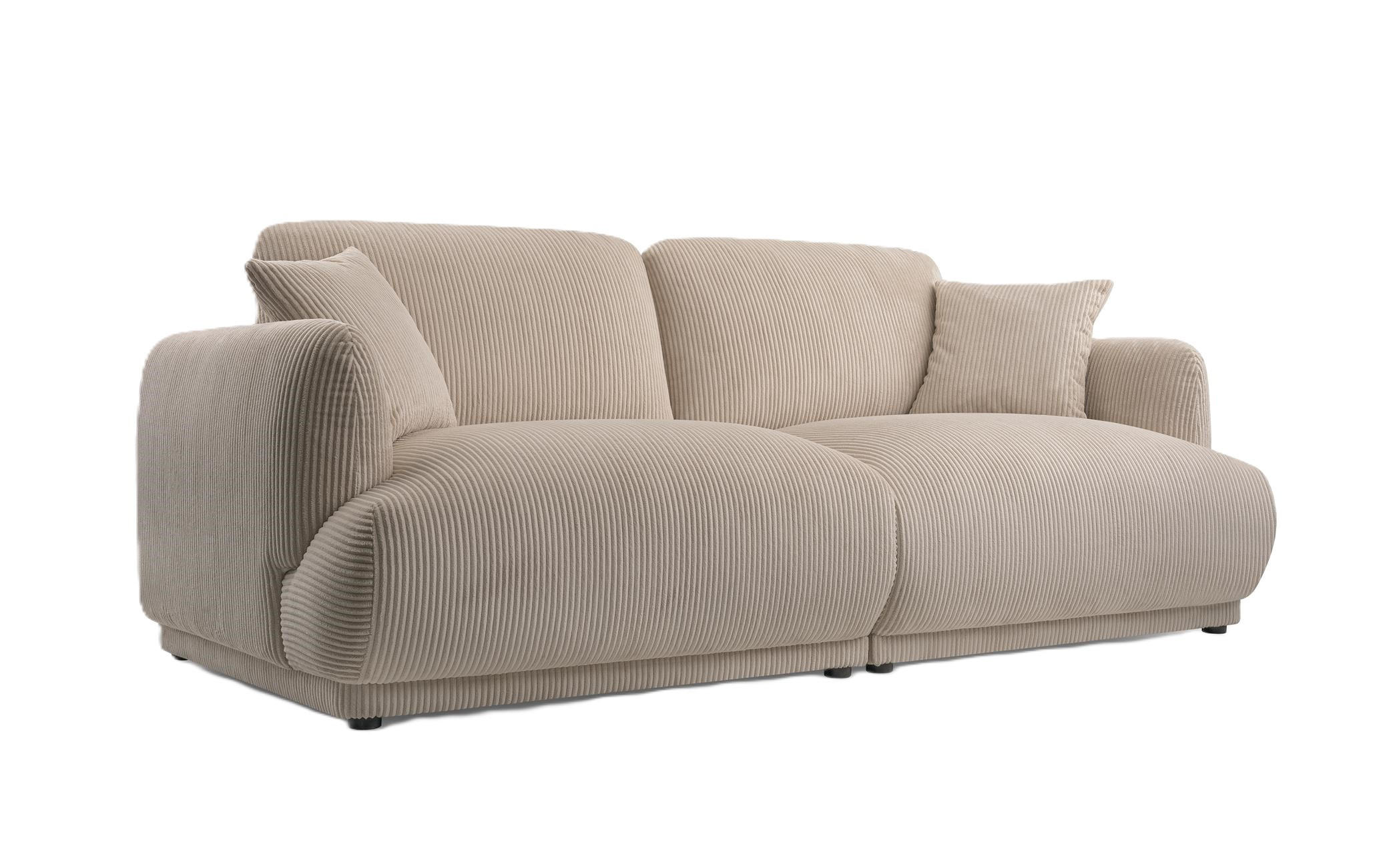 2-SITZER-SOFA Locco Beige, Zweisitzer Sofa - Beige, Holzwerkstoff (206/83/102cm) - Bettso