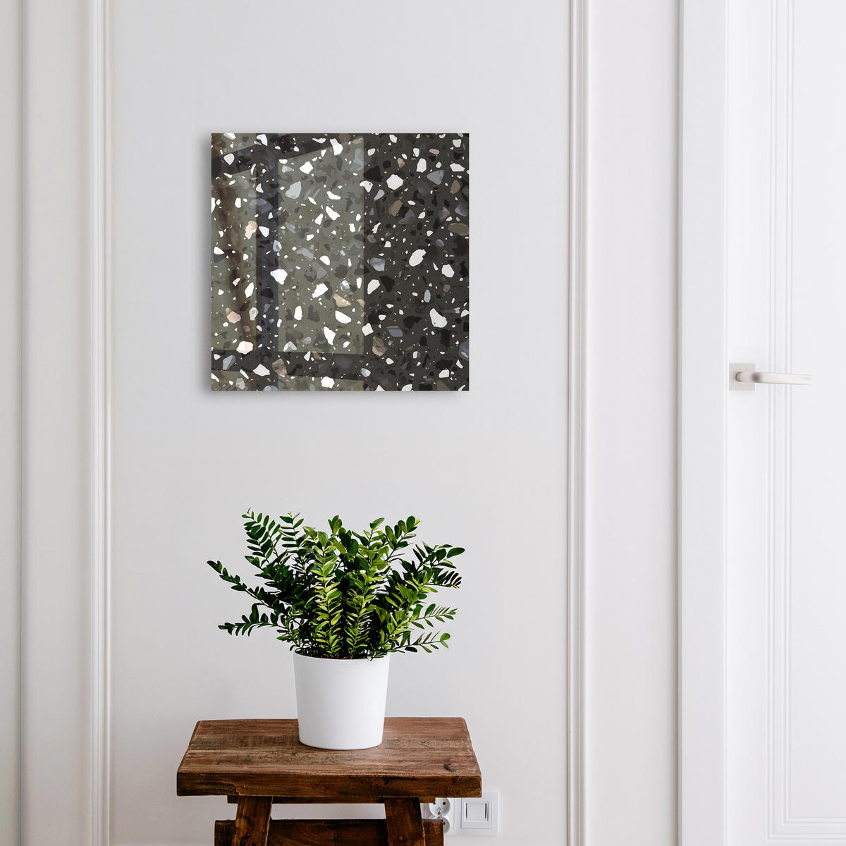 SCHLÜSSELBOX Schwarz 30x30 cm- Türöffnung nach rechts - Stilvolles Mosaik - Schwarz, Metall (30/30/5cm) - TULUP