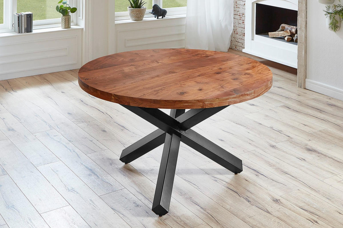 ESSTISCH LUCA - Schwarz/Braun, Holz/Metall (140/140/78cm) - SAM
