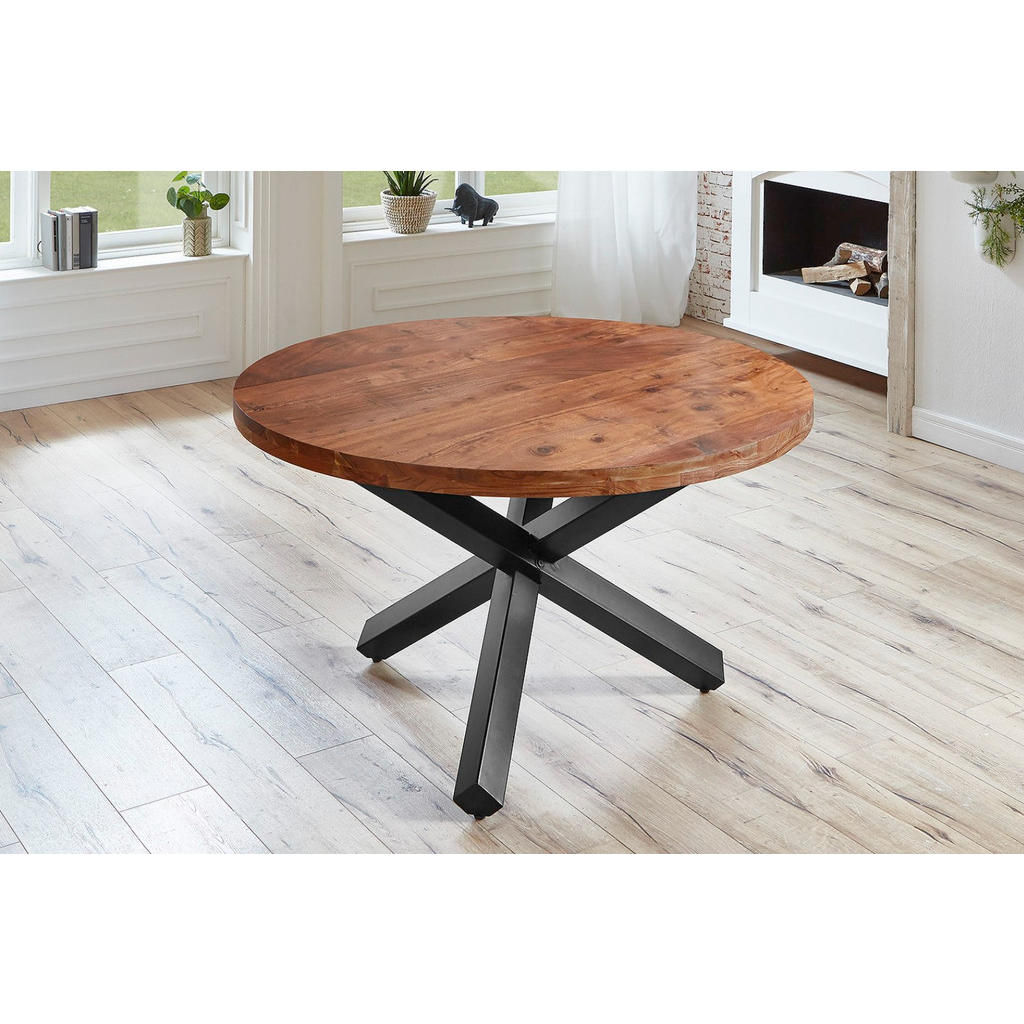 Thumbnail - SAM Esstisch, Braun, Holz, Echtholz,Akazie, Rund,Rund, Sternfuß, 120x78x120 cm, Esszimmer, Tische, Esstische