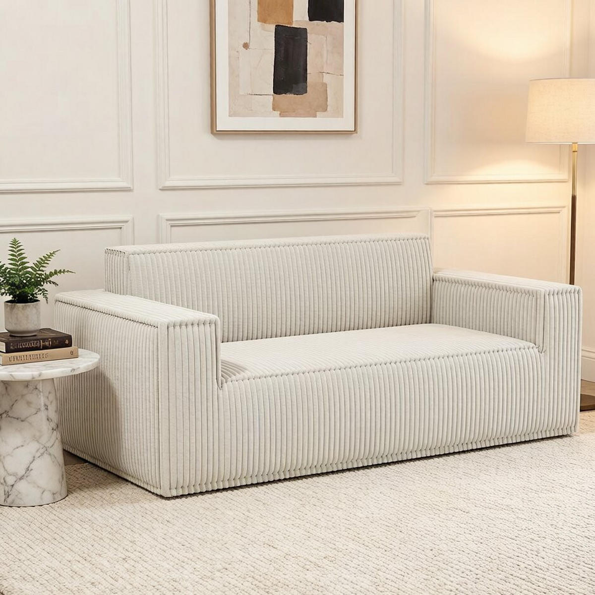 2-SITZER SOFA Cord Off-White - Creme, Textil (178/70/86cm) - WISHDOR