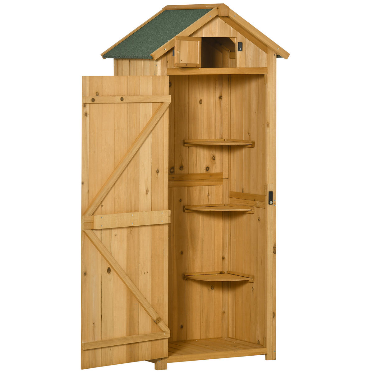 GARTENSCHRANK DE-09242 mit Satteldach und Böden Gelb - Gelb, Holz (54.2/179/77cm) - ComfortXL