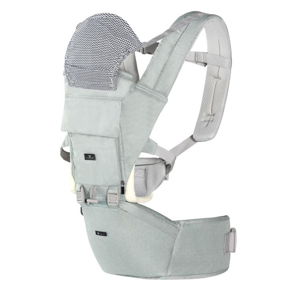 BABYTRAGE Ivy grün Bauchtrage, Rückentrage, Hüftgurt, Mesh-Innenseite, Kopfstütze, 15 kg - Grün, Textil (44/58/32cm) - Cangaroo