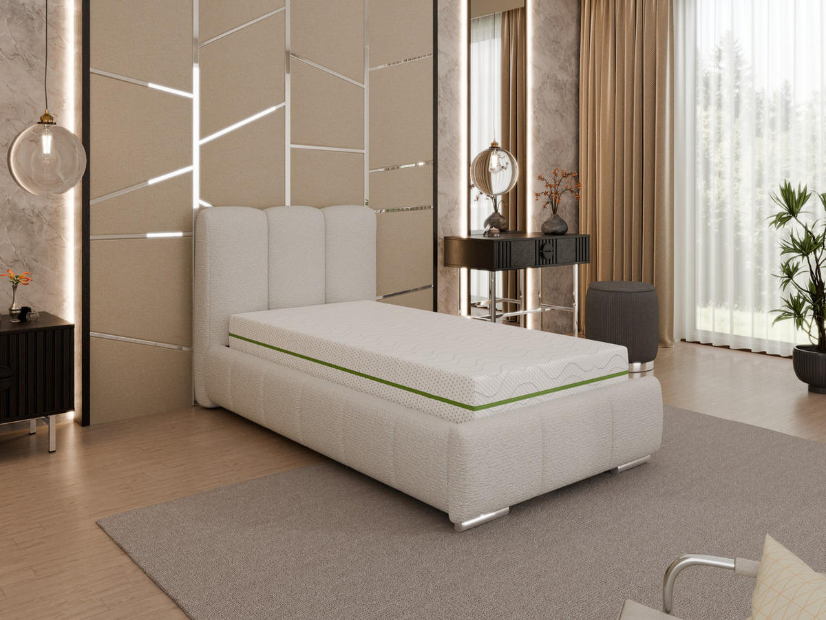 POLSTERBETT Zaira 90x200cm – Elegantes Polsterbett für modernen Wohnstil , ZONIERTE MULTI-TASCHEN-FEDERKERN (24cm), cappuccino - Cappuccino, Holz (90/200cm) - Homesy