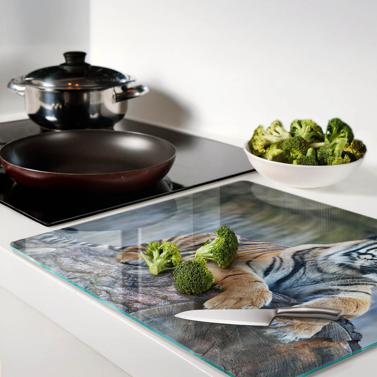 GLASPLATTE 60x52 cm Tiger - Grau, Glas (60/0.4/52cm) - TULUP