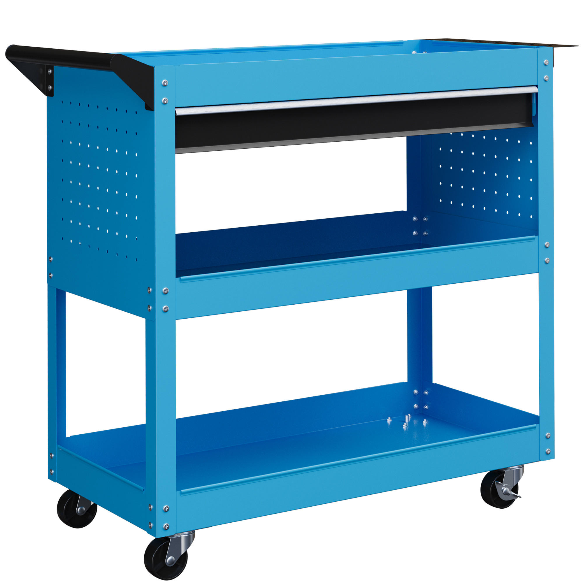 WERKZEUGWAGEN mit 3 Etagen Blau - Blau, Metall (35/76/82cm) - HOMCOM