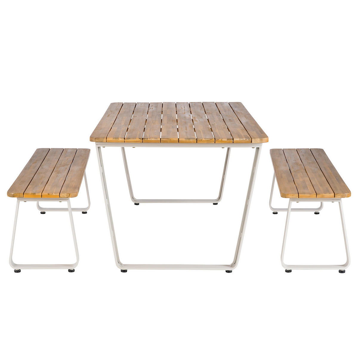 GARTENSITZGRUPPE - Akazie massiv / Aluminium - Braun / Beige - 3-teilig - Akaziefarben, Holz/Metall - home24