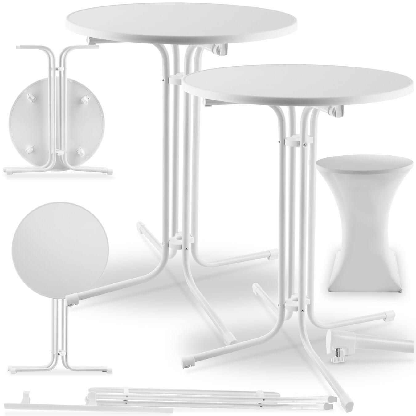 STEHTISCH Eren,bodenschonende Kunststofffüße & Ausgleichsschraube,weiß - Weiß, Textil (80/80/110cm) - tectake