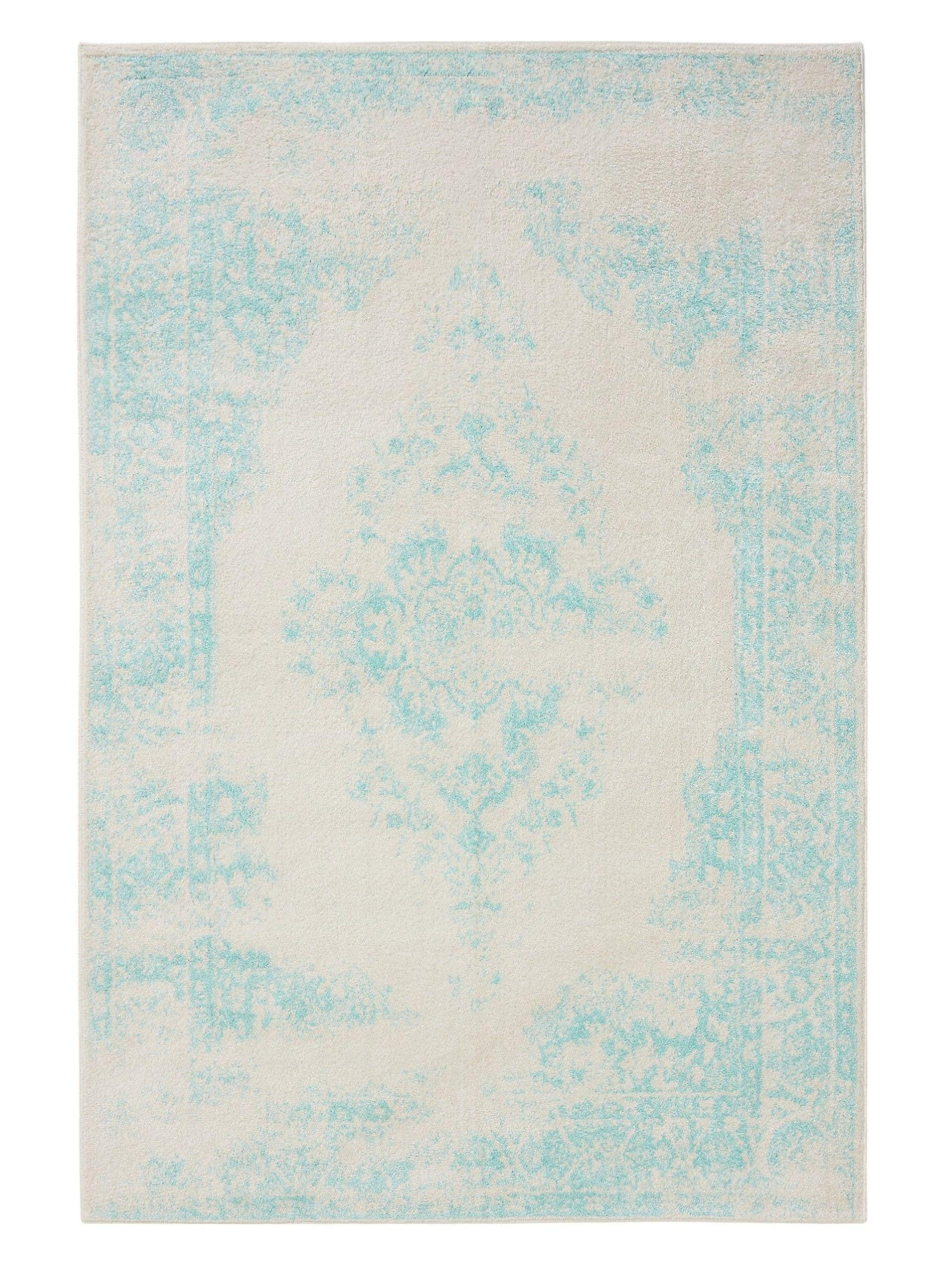 VINTAGE-TEPPICH Sia 140/200 cm - Türkis/Creme, Kunststoff (140/200cm) - benuta
