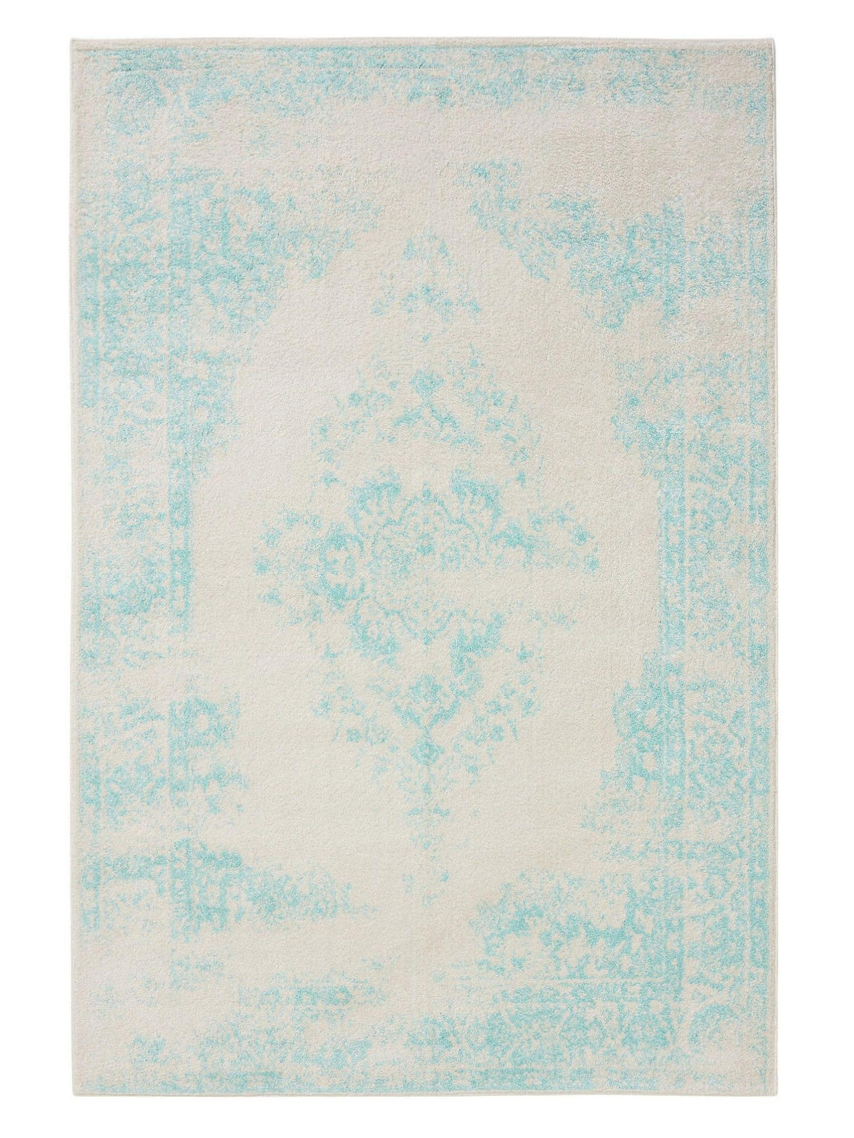VINTAGE-TEPPICH Sia 140/200 cm - Türkis/Creme, Kunststoff (140/200cm) - benuta