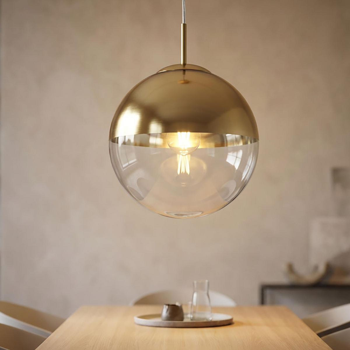 LED HÄNGELEUCHTE VARUS Gold Transparent - Goldfarben, Glas (25/25/120cm)