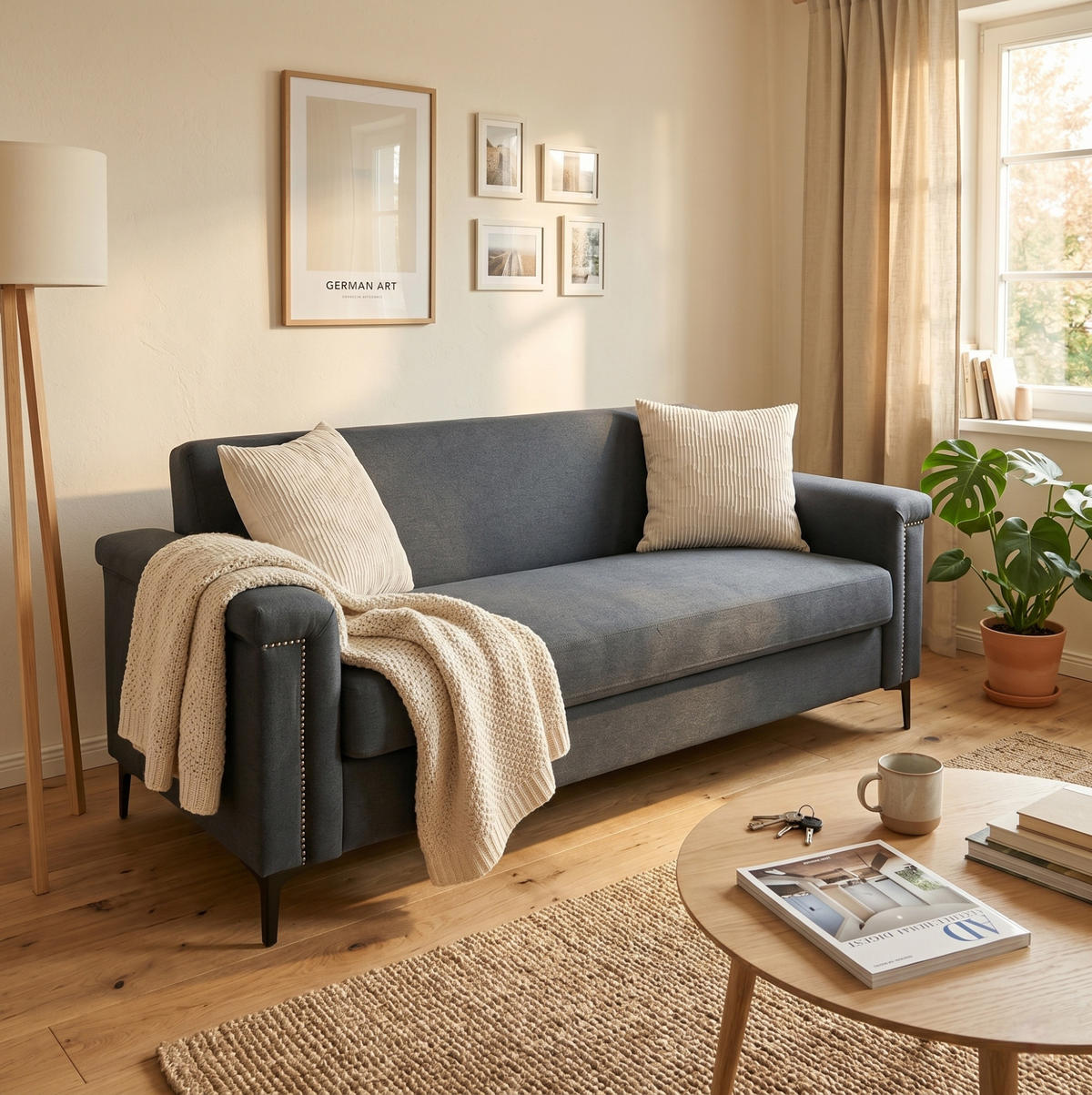SOFA 2-Sitzer 172 cm Dunkelgrau mit Metallfüßen - Dunkelgrau, Holz (73.5/81.5/172cm) - Meubliv