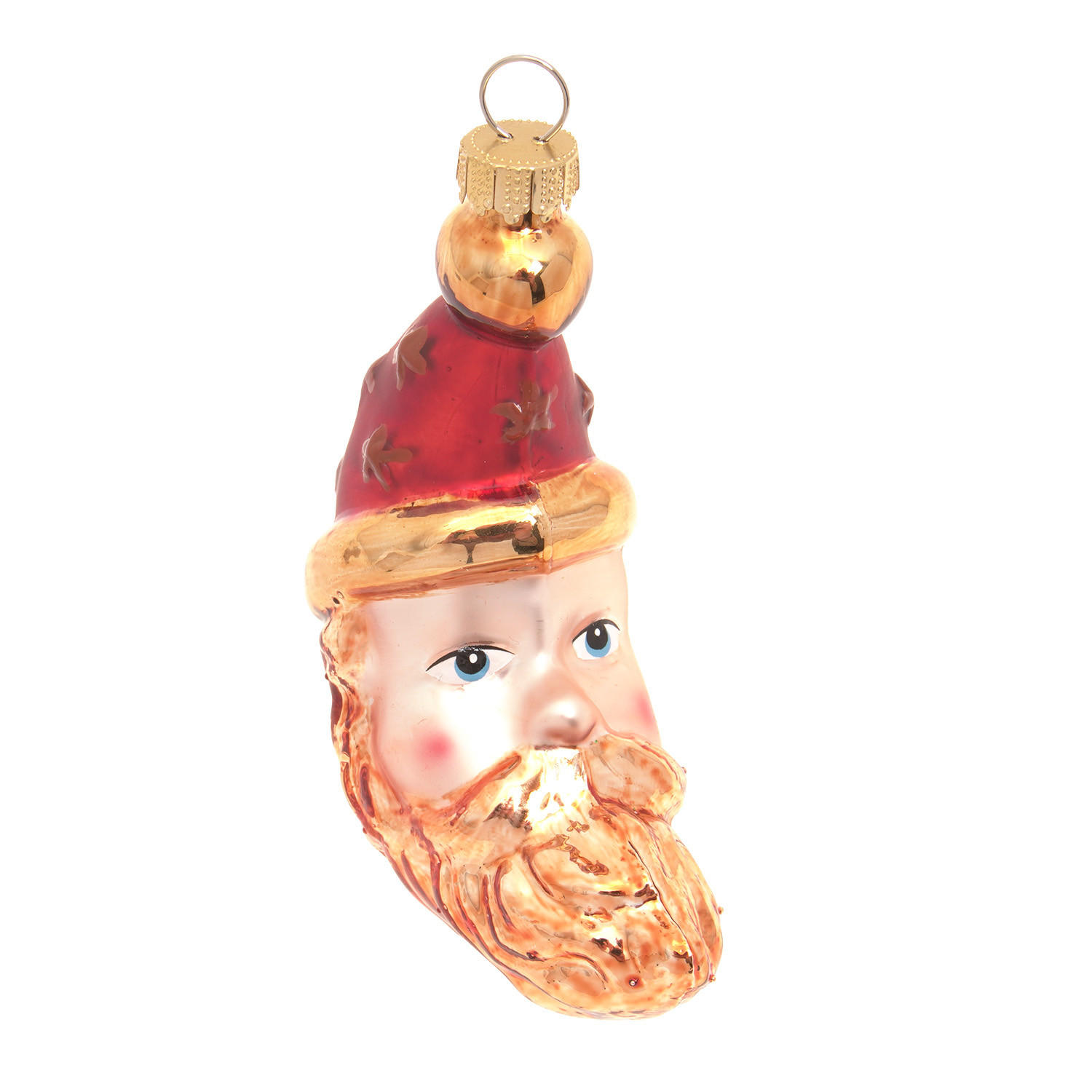 CHRISTBAUMSCHMUCK Santa Mond Rot 10cm (Glas / 1 Stk.) - Rot, Glas (4/10/4cm) - Krebs Glas Lauscha