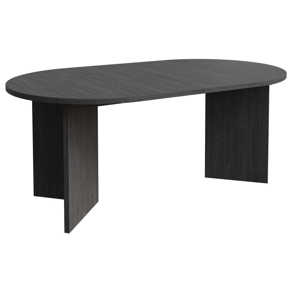 ESSTISCH Selsey Ovo rund, Holzoptik Esche Portland, ausziehbar, 110–190 × 110 cm - Schwarz, Holzwerkstoff (109.6/109.6/75cm) - Selsey