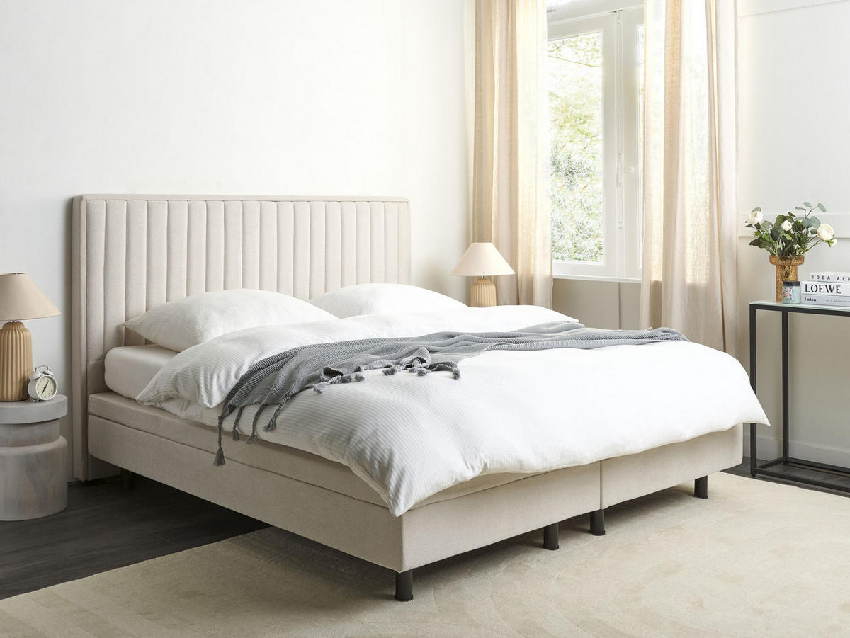 PAT reglabil 180/200 cm textil bej deschis Castellan - bej, material textil (180/200cm) - Beliani