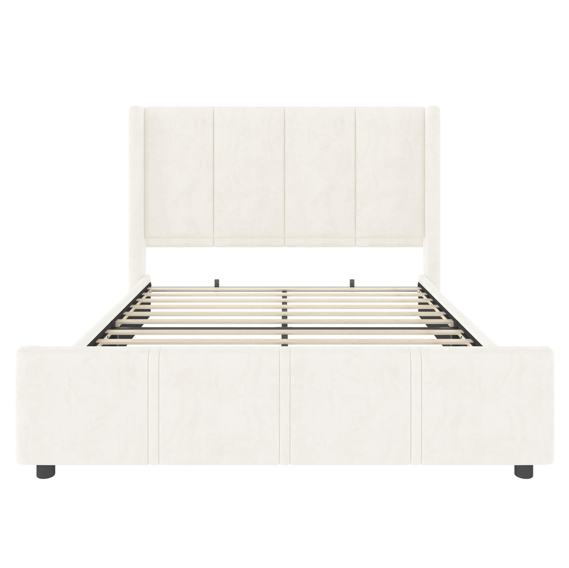 POLSTERBETT 140/200 cm aus Samt mit USB-Anschlüssen und hohem Kopfteil Beige - Beige, Textil (140/200cm) - Modenvie