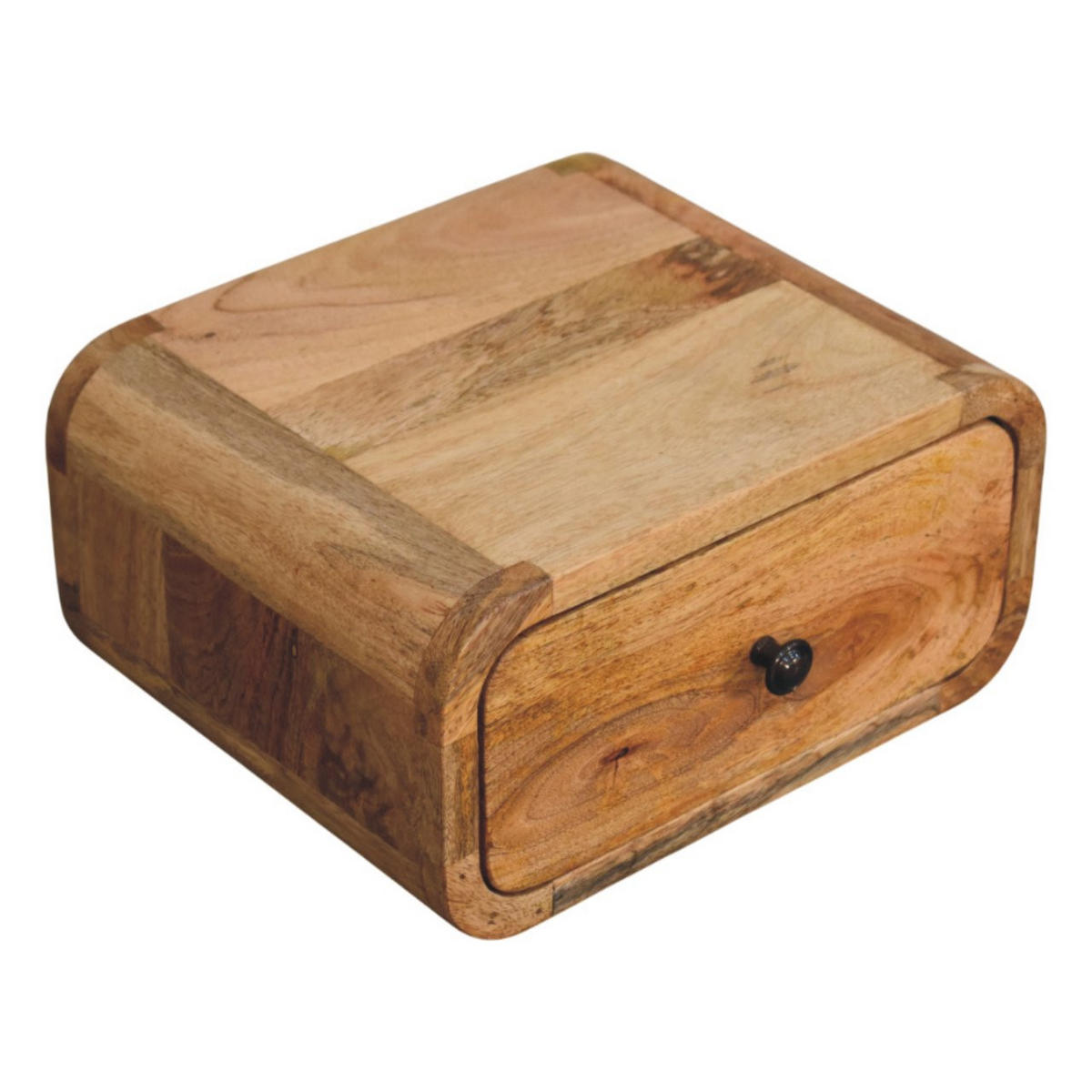 NACHTKASTEN Avora Mini Wandmontiert Eichenoptik, 1 Schublade, Beige - Beige/Schwarz, Holz/Metall (30/15/25cm) - Artisan Furniture