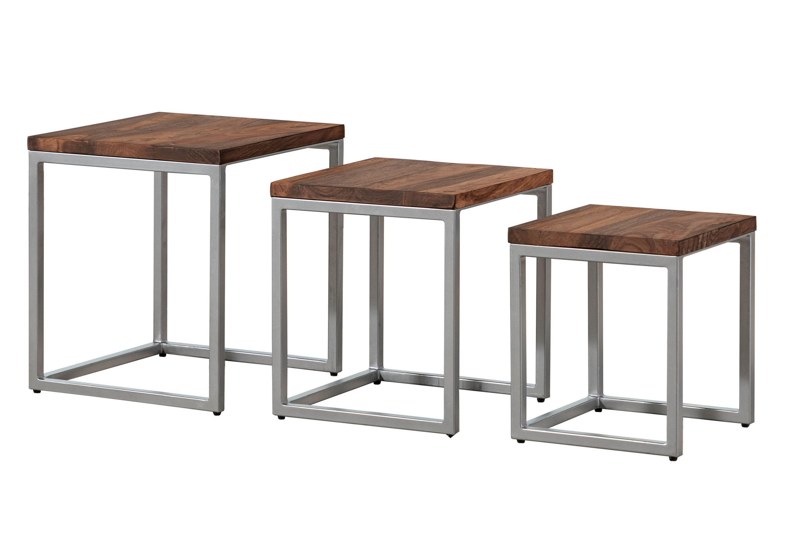 BEISTELLTISCH 3er-Set Sheesham braun geölt LOUNGE COLLECTION #02 - Braun, Holzwerkstoff (40/40/45cm) - Massivmoebel24