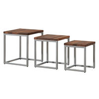 BEISTELLTISCH 3er-Set Sheesham braun geölt LOUNGE COLLECTION #02 - Braun, Holzwerkstoff (40/40/45cm) - Massivmoebel24