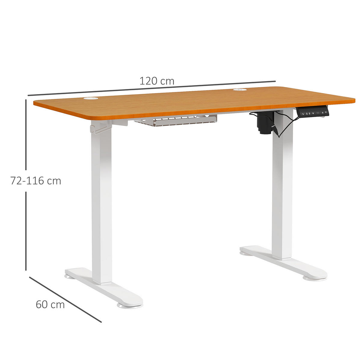 HÖHENVERSTELLBARER Schreibtisch, Natur - Naturfarben, Kunststoff (120/60/116cm) - Vinsetto