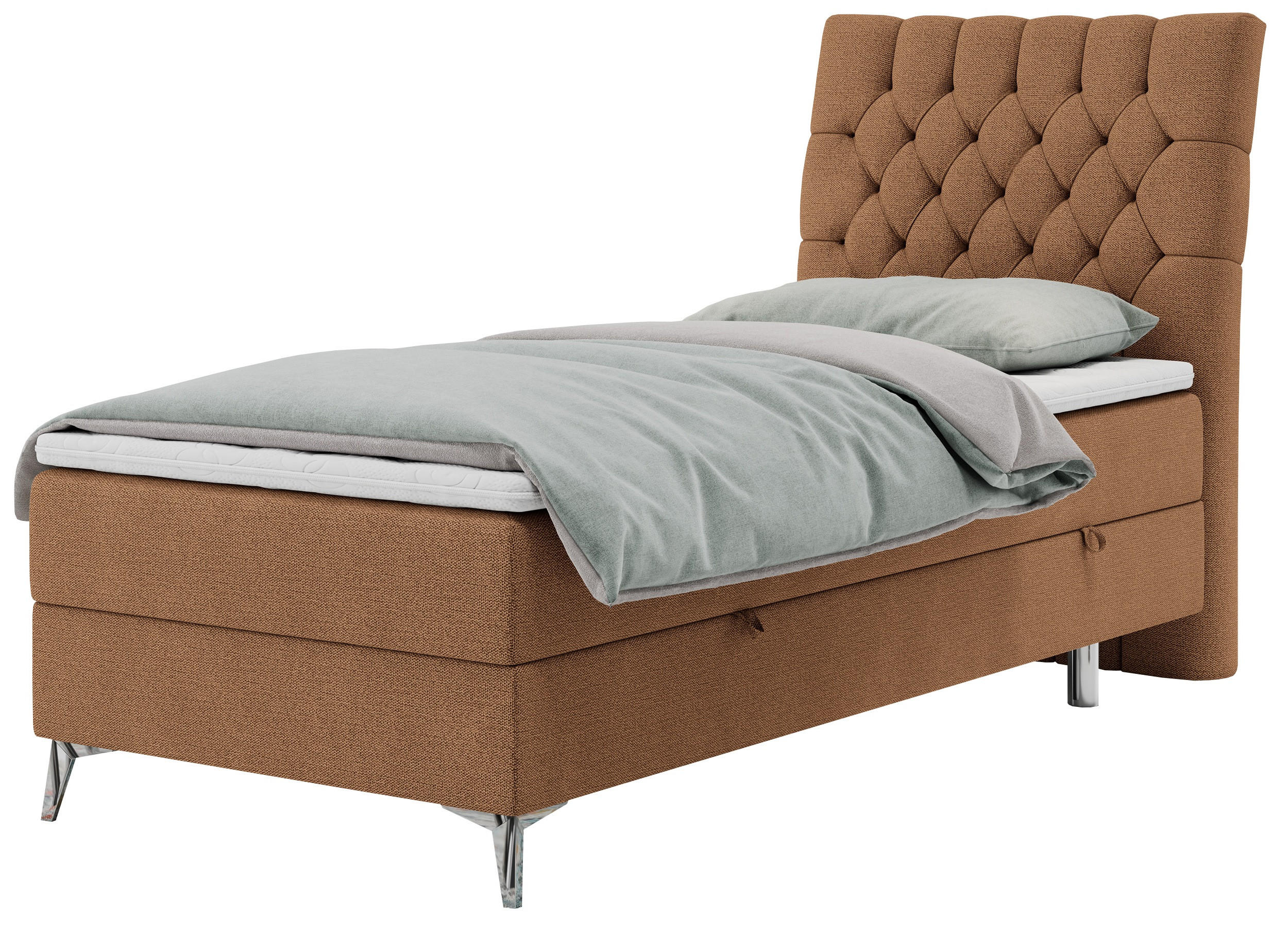 BOXBETT MILEN 90/200 Orange Struktur - H4 - Rechts Seite - Orange, Holz/Textil (90/200cm) - MKS