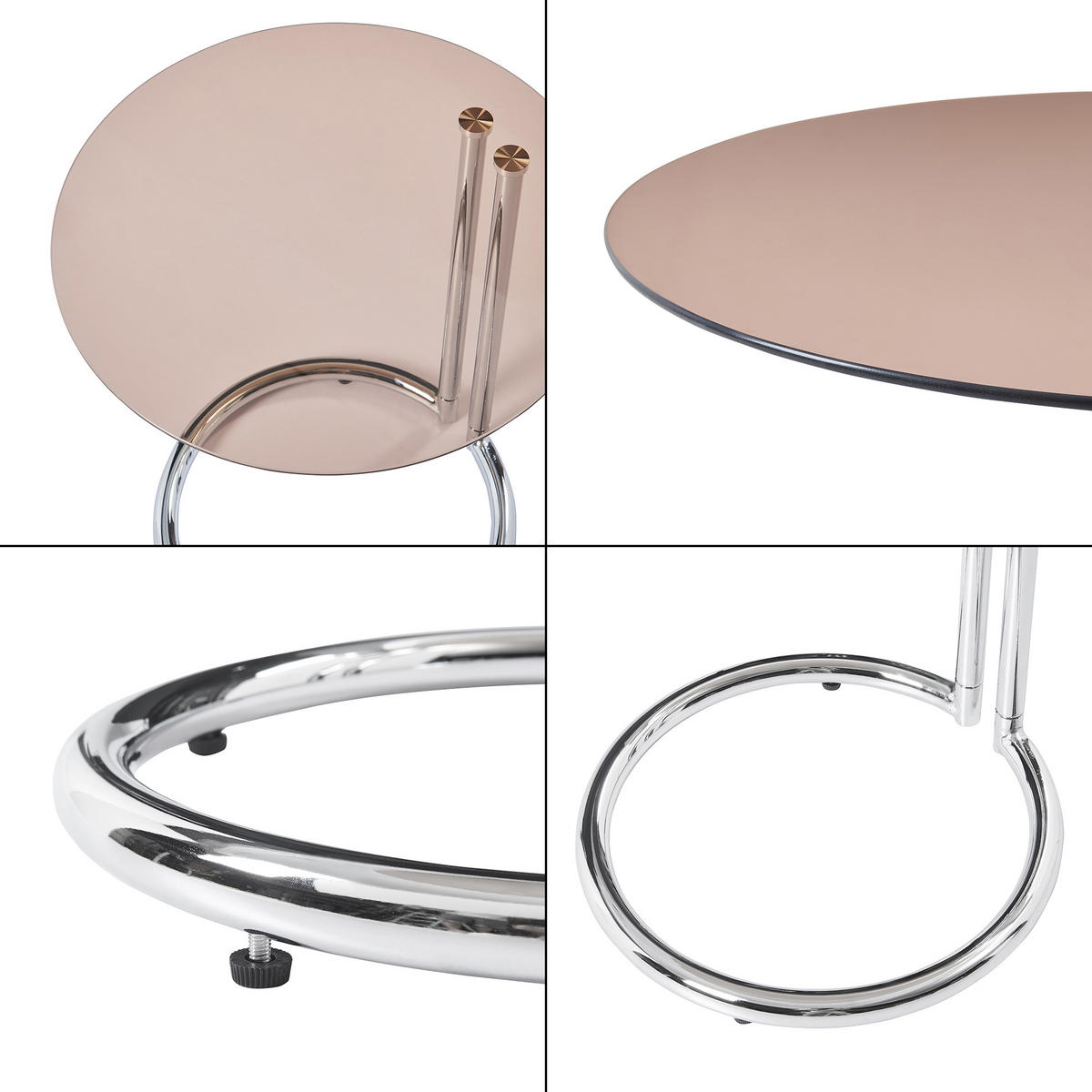 BEISTELLTISCH Ylivieska - Chromfarben/Bernsteinfarben, Glas/Metall (44.5/44.5/46cm) - [en.casa]