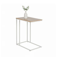 BEISTELLTISCH - Hellbraun/Weiß, Holzwerkstoff/Metall (35/50/64cm) - Relaxdays