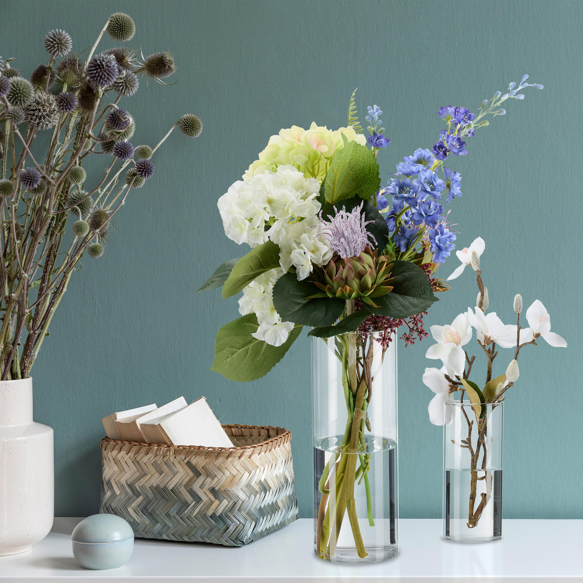 4-DIELNA sada váz - priehľadné, sklo (25cm) - Relaxdays