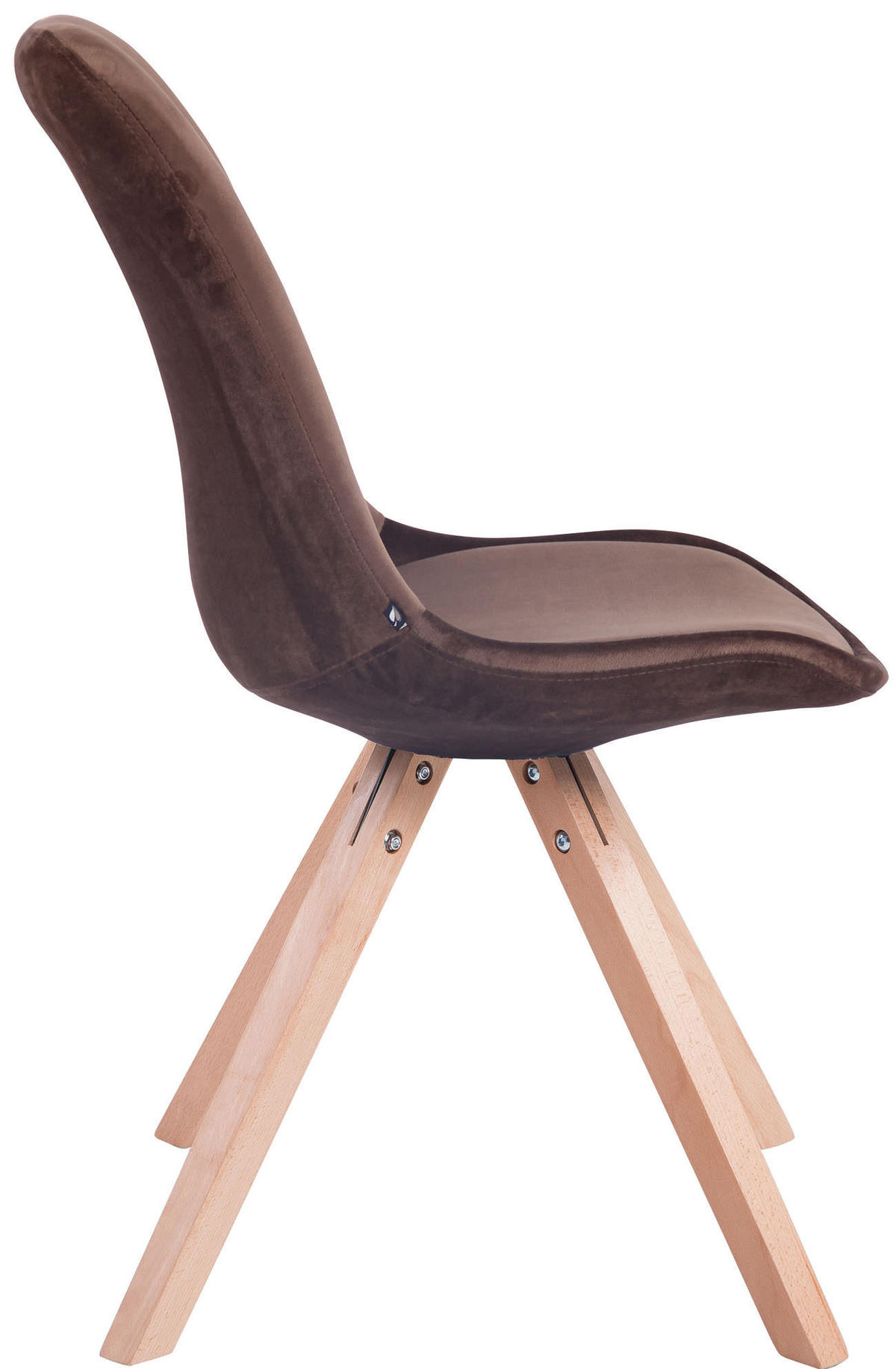 BESUCHERSTUHL Toulon Samt, Gestell Buchenholz Natura Square Braun - Braun/Naturfarben, Holz/Buchenholz (48/83/56cm) - TPFLiving