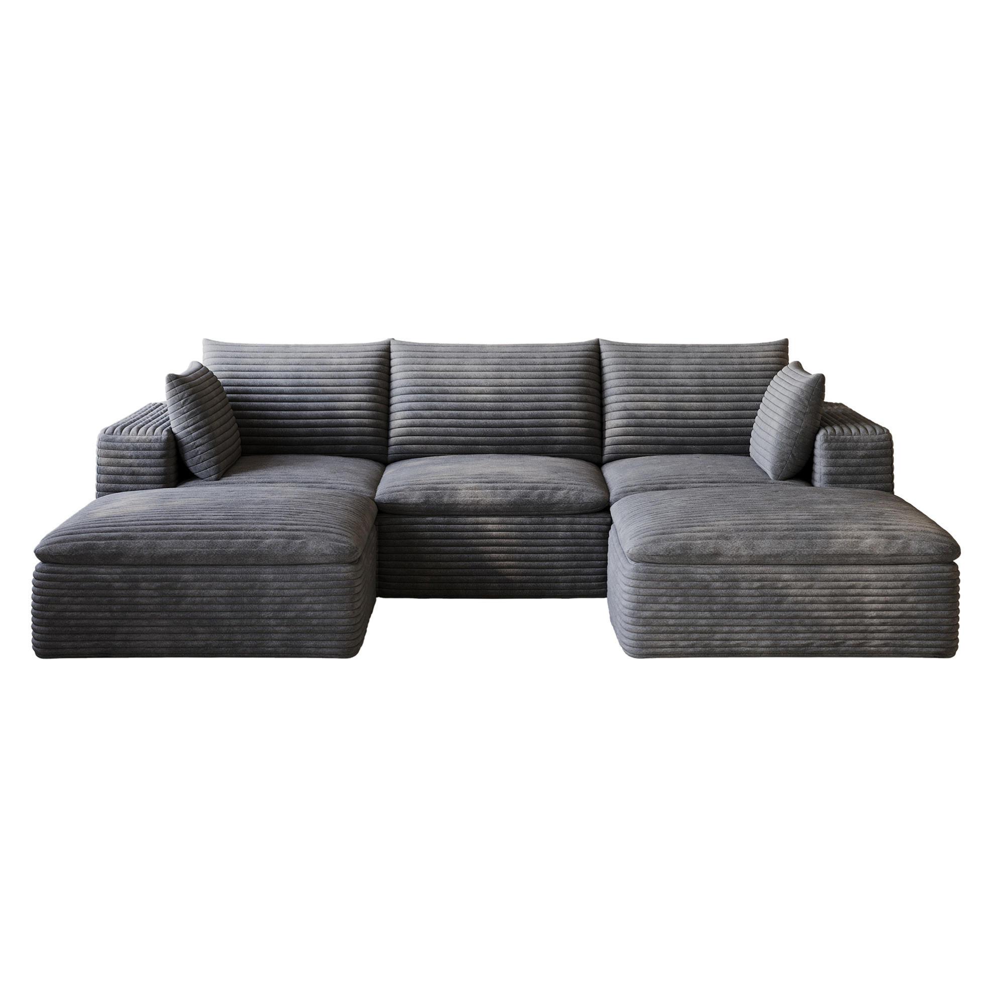 WOHNLANDSCHAFT aus Stoff Dunkelgrau mit verstellbaren Elementen und Schaumstoffpolsterung - Dunkelgrau, Textil (260/60/160cm) - Modfu