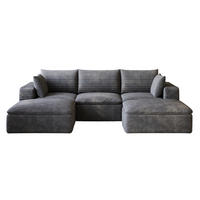 WOHNLANDSCHAFT aus Stoff Dunkelgrau mit verstellbaren Elementen und Schaumstoffpolsterung - Dunkelgrau, Textil (260/60/160cm) - Modfu