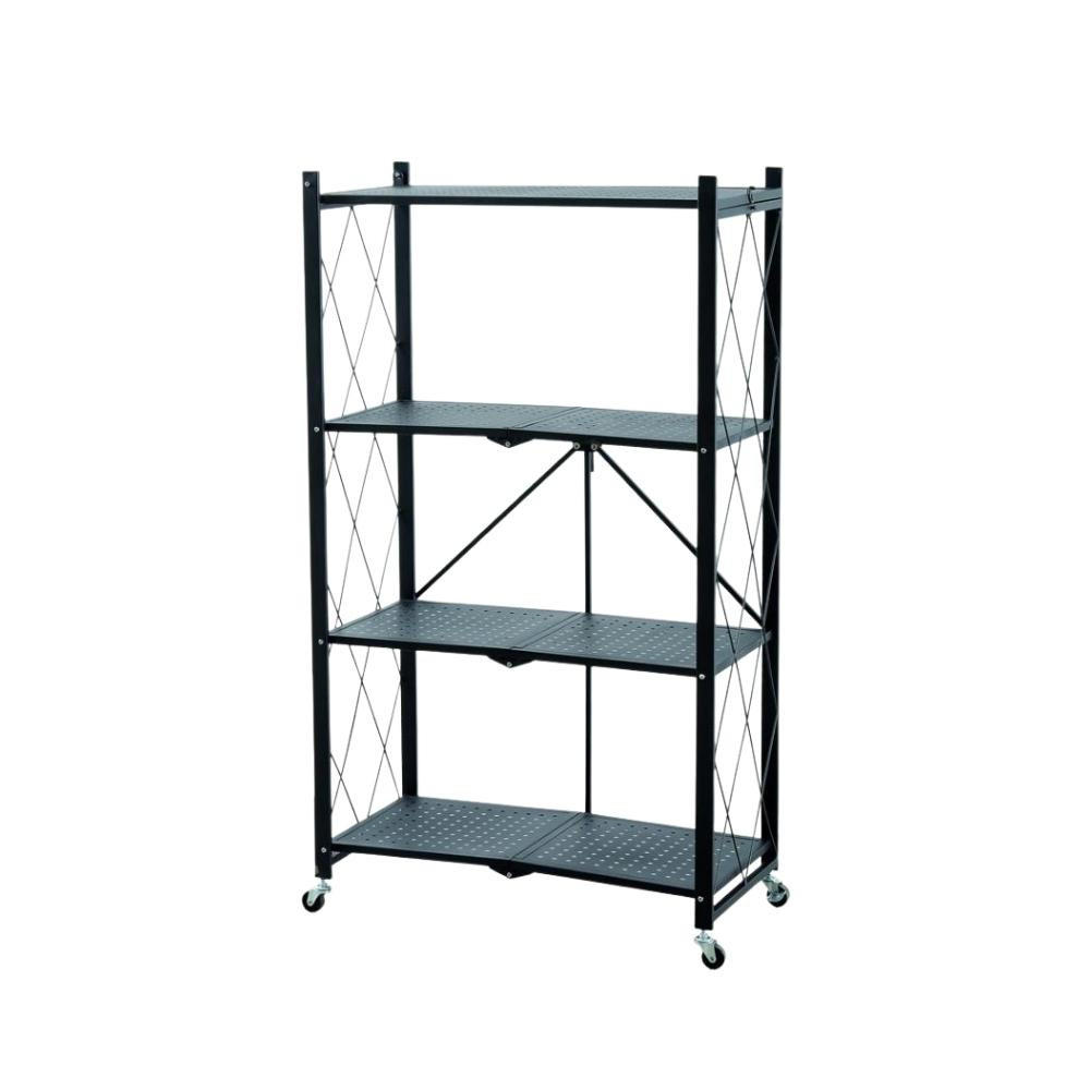 KLAPPREGAL auf Rollen 4 Fachböden Belastbarkeit 200kg 127x72x34 cm Schwarz - Schwarz, Metall (72/127/34cm) - PROREGAL