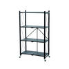 KLAPPREGAL auf Rollen 4 Fachböden Belastbarkeit 200kg 127x72x34 cm Schwarz - Schwarz, Metall (72/127/34cm) - PROREGAL