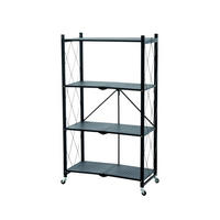 KLAPPREGAL auf Rollen 4 Fachböden Belastbarkeit 200kg 127x72x34 cm Schwarz - Schwarz, Metall (72/127/34cm) - PROREGAL