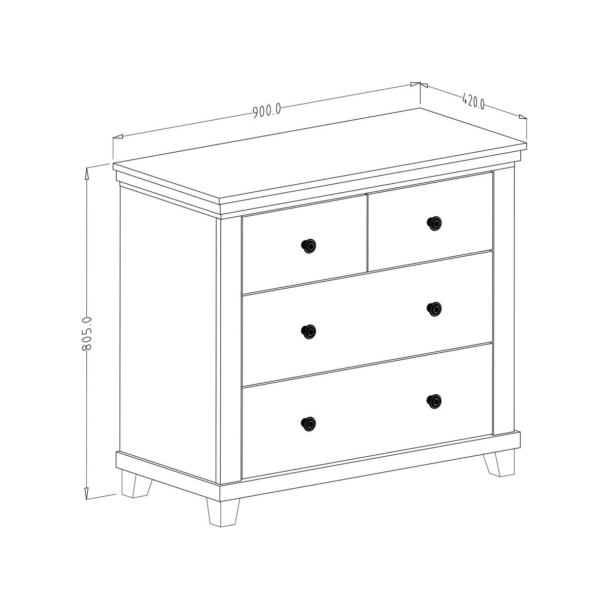 KOMMODE EVOLETTA 90/81/42 cm mit 4 Schubladen Grün - Grün, Holzwerkstoff (90/81/42cm) - MASSENO