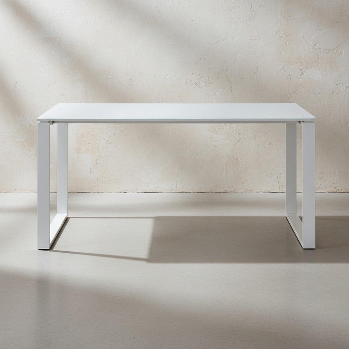 SCHREIBTISCH-SET MUENCHEN 160x80 cm Weiß | Glasplatte & Container - Weiß, Glas/Metall (80/160/75cm) - KADIMA DESIGN