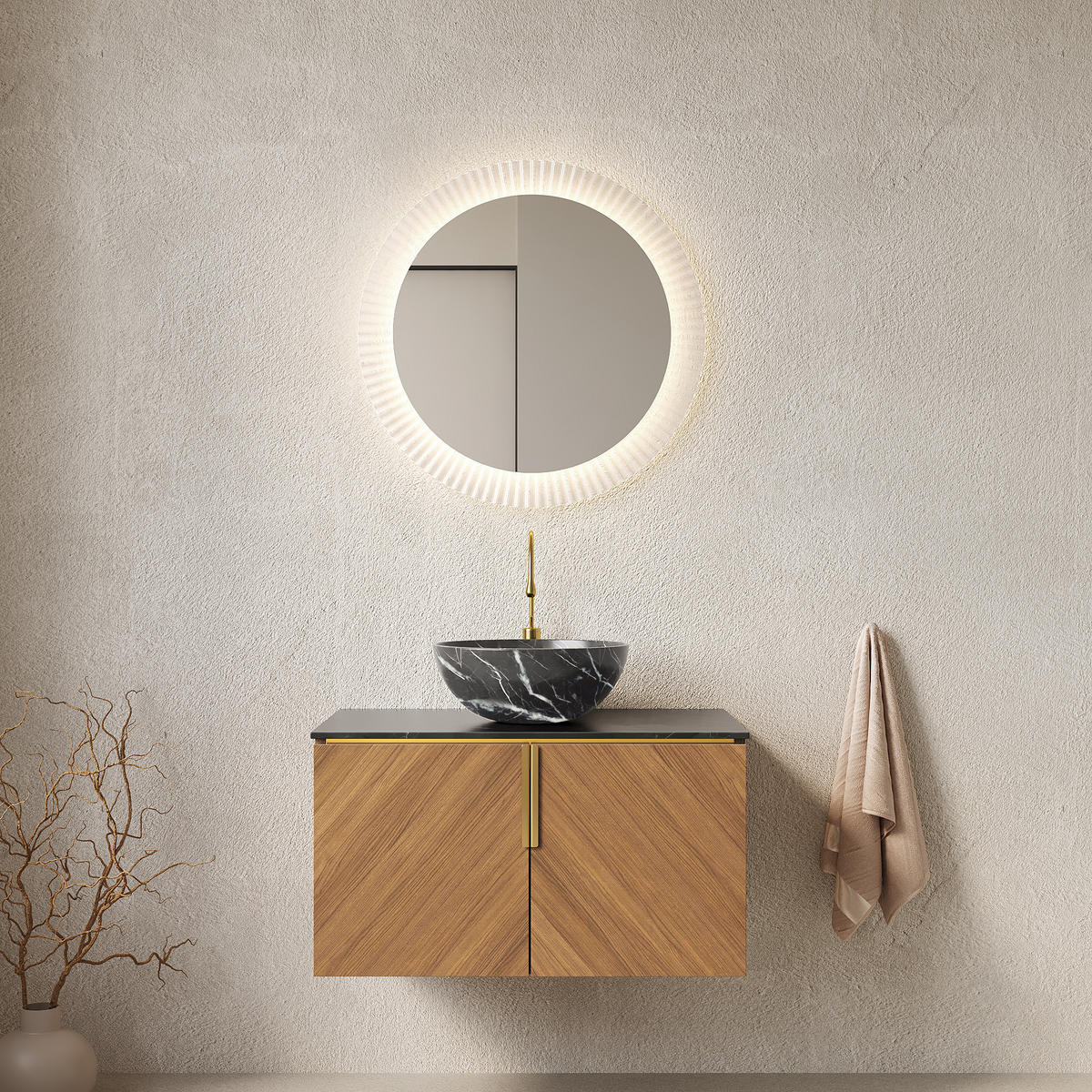 WASCHTISCH Braun-Eiche 76/50/55 cm - Schwarz, Holz (76/55.1/50cm) - PANGIVO