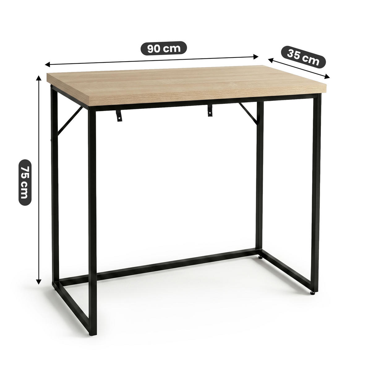 KONSOLENTISCH ORIGO 90 cm Sonoma Eiche - Schwarz/Sonoma Eiche, Holzwerkstoff (35/90/75cm) - Akord