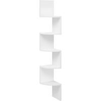 ECKREGAL mit 5 Ablagen, Zickzack-Design, Weiß - Weiß, Holzwerkstoff (19.5/123/19.5cm) - Woltu